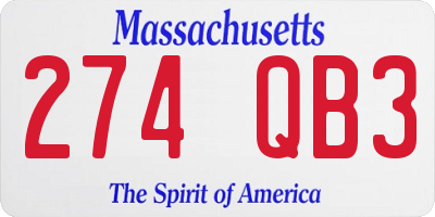 MA license plate 274QB3