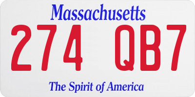 MA license plate 274QB7