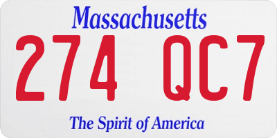 MA license plate 274QC7