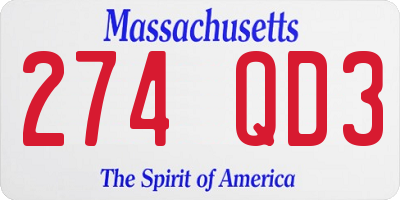 MA license plate 274QD3