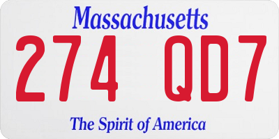 MA license plate 274QD7