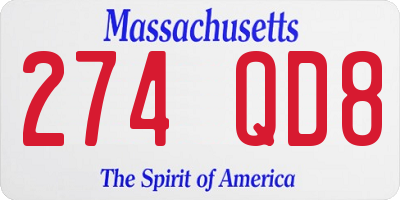 MA license plate 274QD8