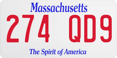 MA license plate 274QD9