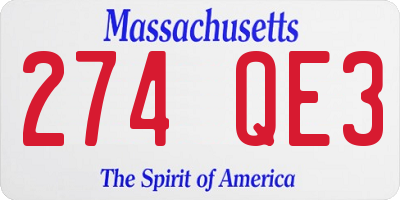 MA license plate 274QE3