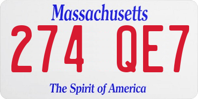 MA license plate 274QE7