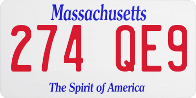 MA license plate 274QE9