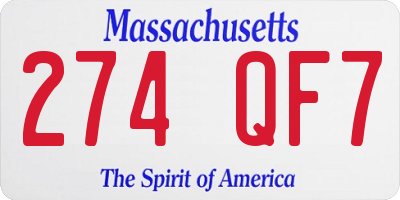 MA license plate 274QF7