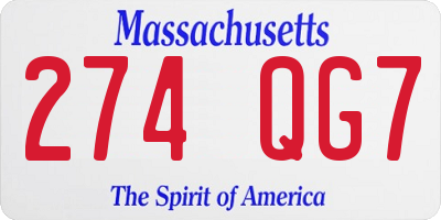 MA license plate 274QG7