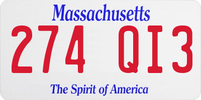 MA license plate 274QI3