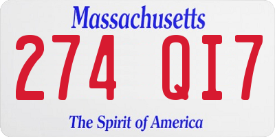 MA license plate 274QI7