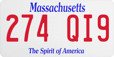 MA license plate 274QI9