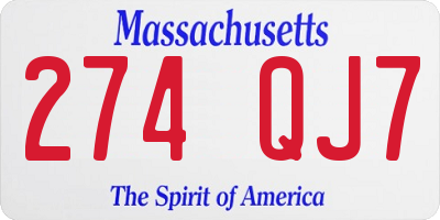 MA license plate 274QJ7