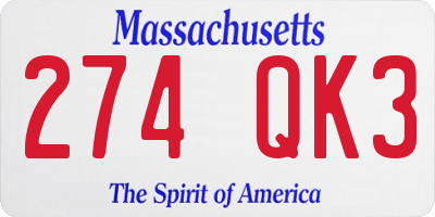 MA license plate 274QK3