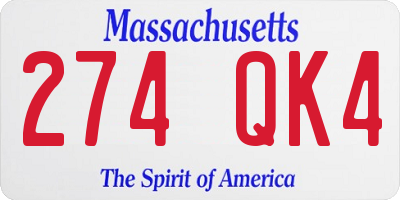 MA license plate 274QK4