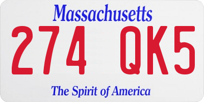 MA license plate 274QK5
