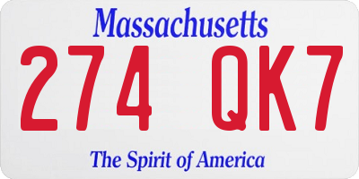 MA license plate 274QK7