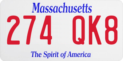 MA license plate 274QK8