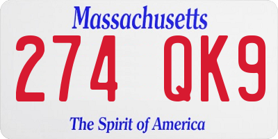 MA license plate 274QK9