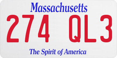 MA license plate 274QL3