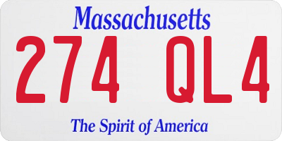MA license plate 274QL4