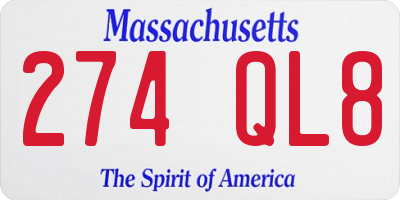 MA license plate 274QL8