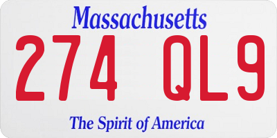 MA license plate 274QL9