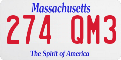 MA license plate 274QM3
