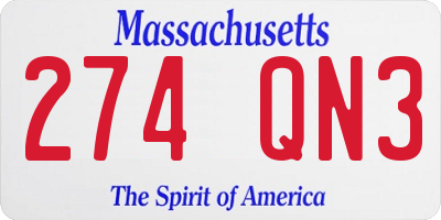 MA license plate 274QN3