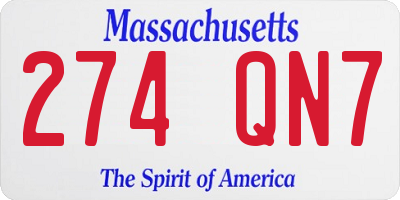 MA license plate 274QN7