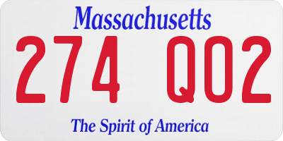 MA license plate 274QO2