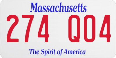 MA license plate 274QO4
