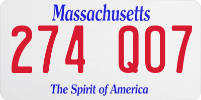 MA license plate 274QO7