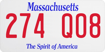 MA license plate 274QO8