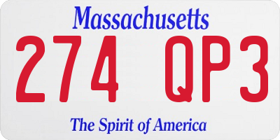 MA license plate 274QP3