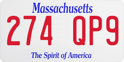 MA license plate 274QP9