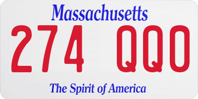 MA license plate 274QQ0