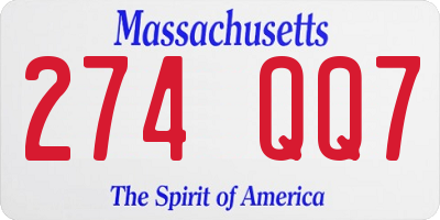MA license plate 274QQ7