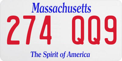 MA license plate 274QQ9
