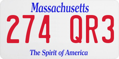 MA license plate 274QR3