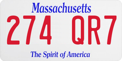 MA license plate 274QR7