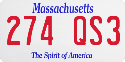 MA license plate 274QS3