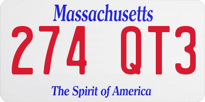 MA license plate 274QT3