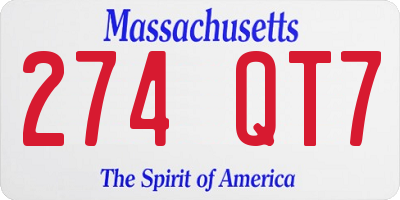 MA license plate 274QT7