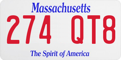 MA license plate 274QT8