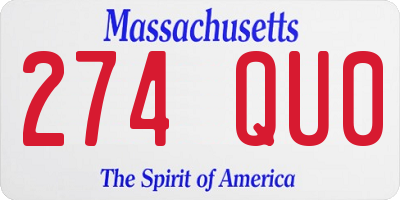 MA license plate 274QU0