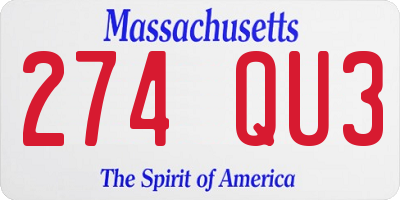 MA license plate 274QU3