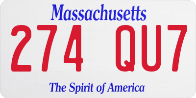 MA license plate 274QU7