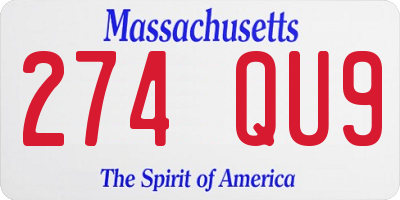 MA license plate 274QU9