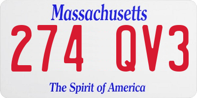 MA license plate 274QV3