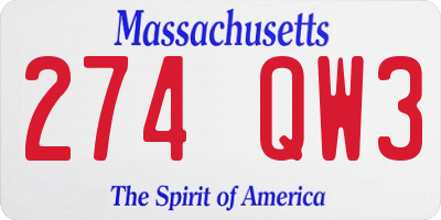 MA license plate 274QW3
